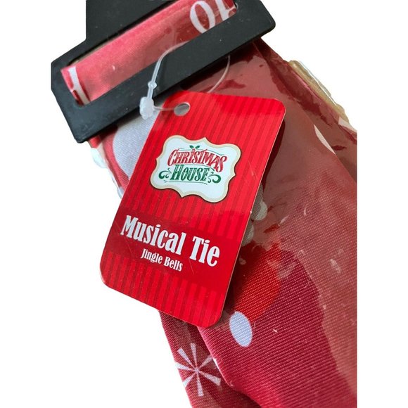 Red Musical Press Here Novelty Christmas Tie Plays Jingle Bells 54" - Picture 4 of 7